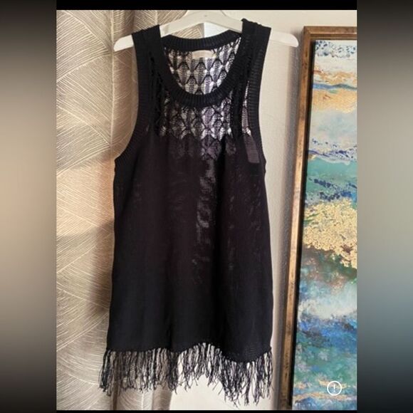 RAMY BROOK Black  Knit Tank Sleeveless Top Crochet Blouse Sz Small - Picture 1 of 12